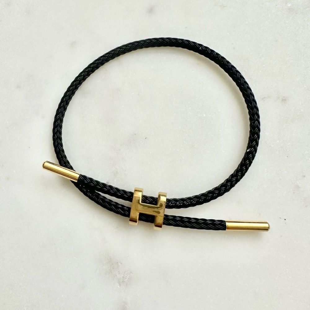 Black H logo rope bracelet